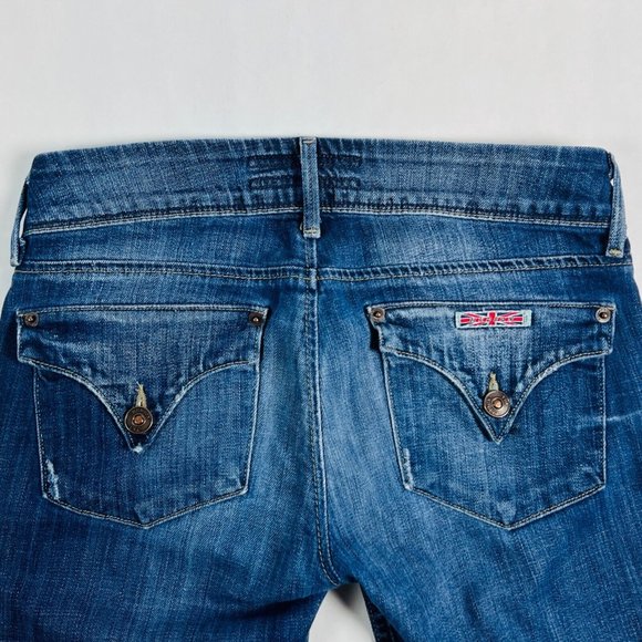 Hudson Womens Jeans 26 Blue Skinny Stretch Dark Wash Whiskers Flap Pockets - Picture 5 of 10